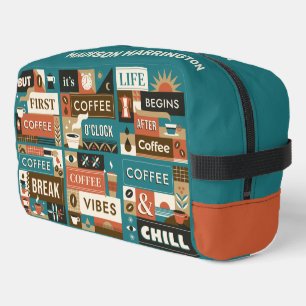 Custom Name Colourful Coffee Quotes Dopp Kit