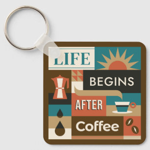 Custom Name Colourful Coffee Quotes Key Ring