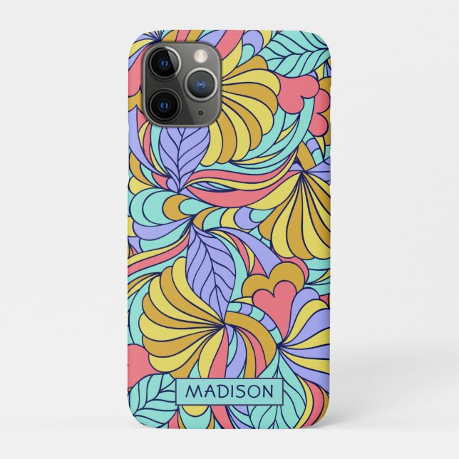 Custom name Colourful Doodles phone cases (Back)