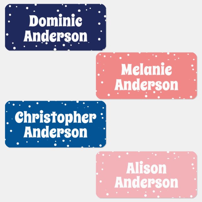 Custom Name | Colourful Dots Clothing Kid's Labels (Group)