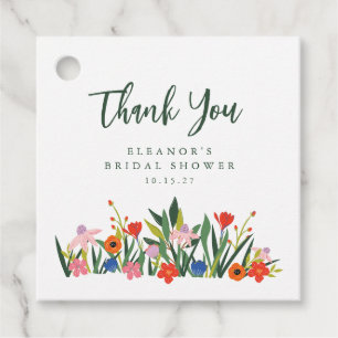 Custom Name Colourful Garden Floral Bridal Shower Favour Tags