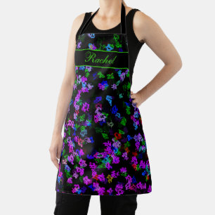 Custom Name Colourful Glow Abstract Pattern Stylis Apron