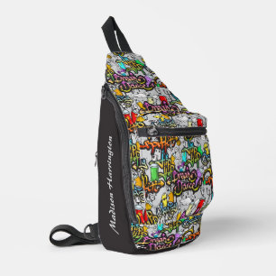 Custom Name Colourful Hiphop Pattern Sling Bag
