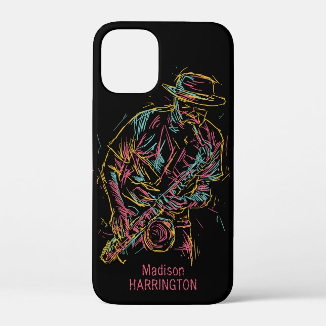 Custom name Colourful Jazz Player phone cases (Back)