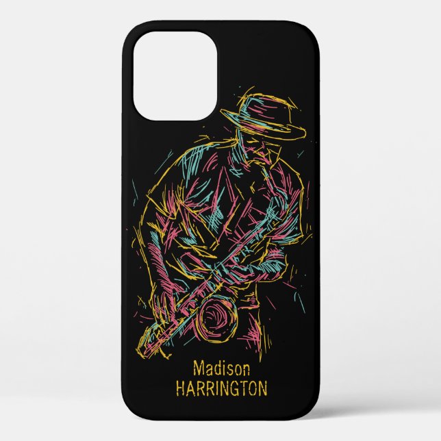 Custom name Colourful Jazz Player phone cases (Back)