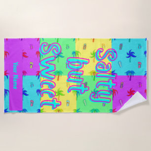 Custom Name Colourful Modern Summer Beach Towel