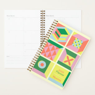 Custom name colourful modern yearly geometry planner