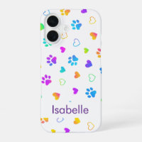 Custom Name Colourful Paw Print Pattern
