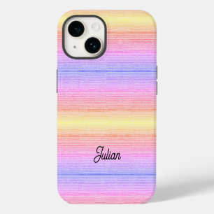 Custom name colourful stripes iPhone 14 case