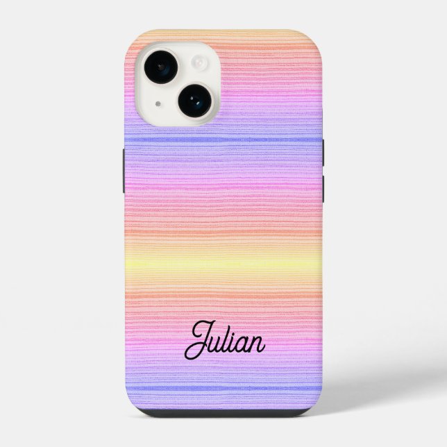 Custom name colourful stripes iPhone case (Back)