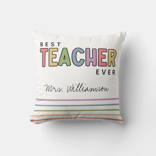 Custom Name Colourful Teacher Appreciation Gifts Cushion (Front)