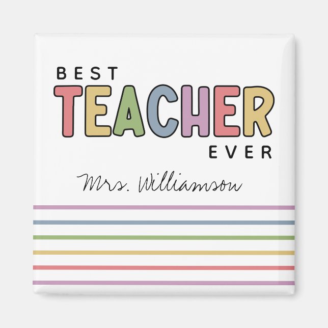 Custom Name Colourful Teacher Appreciation Gifts Magnet (Front)