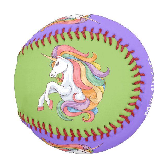 Custom Name Colourful Unicorn Baseball (Front Right)