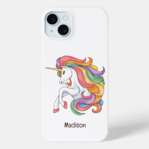 Custom Name Colourful Unicorn iPhone 15 Mini Case