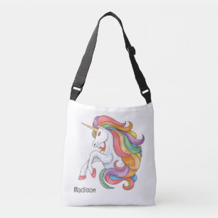 Custom Name Colourful Unicorn Crossbody Bag