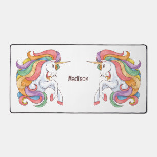 Custom Name Colourful Unicorn Desk Mat