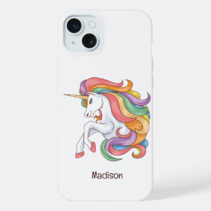 Custom Name Colourful Unicorn iPhone 15 Plus Case