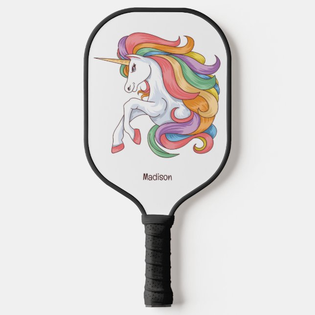 Custom Name Colourful Unicorn Pickleball Paddle (Front)