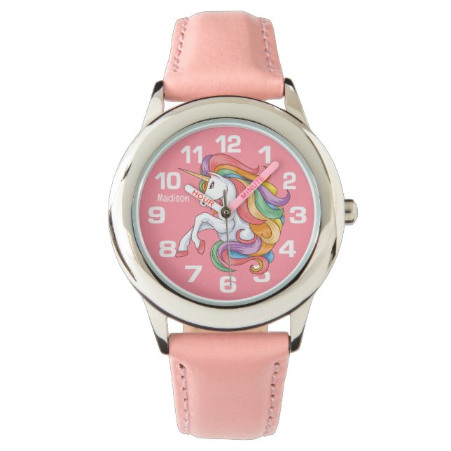 Custom Name Colourful Unicorn Watch (Front)