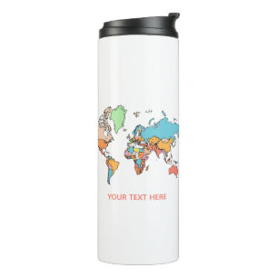 Custom Name Colourful World Map Travel Coffee Mug