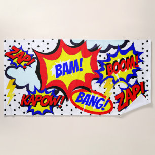 Custom Name Comic Speech Bubbles Personalised Beac Beach Towel