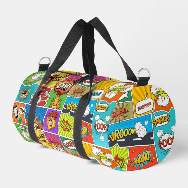 Custom Name Comics Duffle Bag (Left Corner)