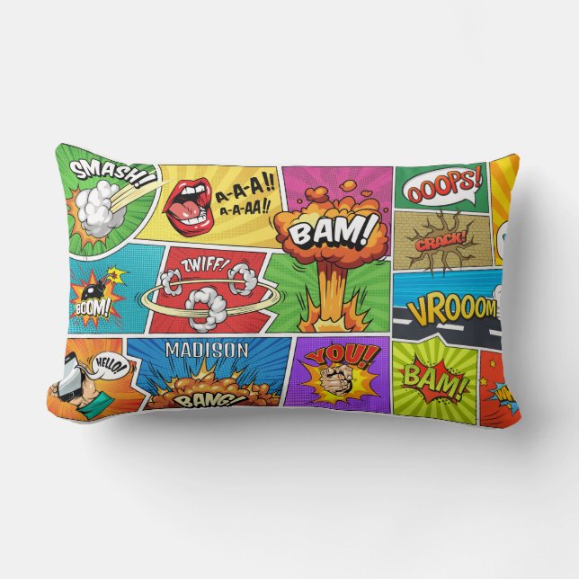Custom Name Comics Lumbar Cushion (Front)