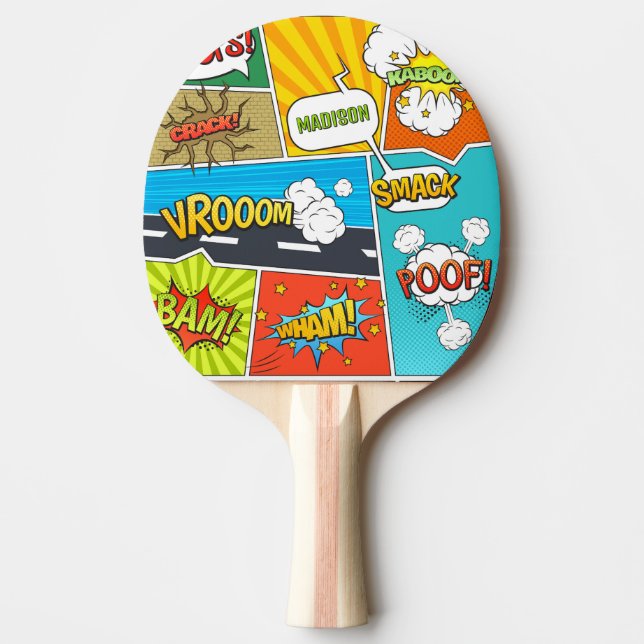Custom Name Comics Ping Pong Paddle (Front)