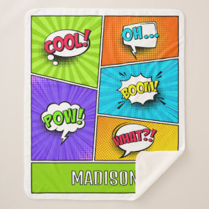 Custom Name Comics Sherpa Blanket