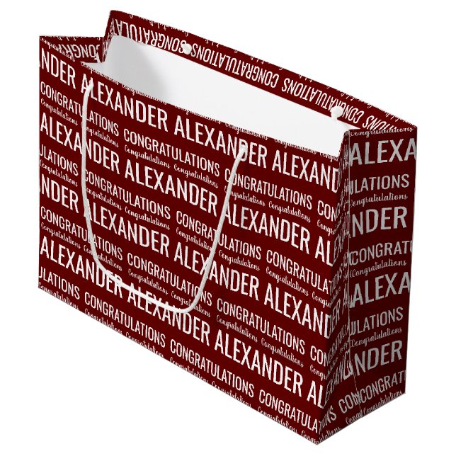 Custom Name Congratulations Large Gift Bag (Front Angled)
