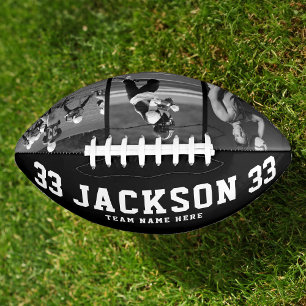 Custom Name Cool Black and White 3 Photo Team Football