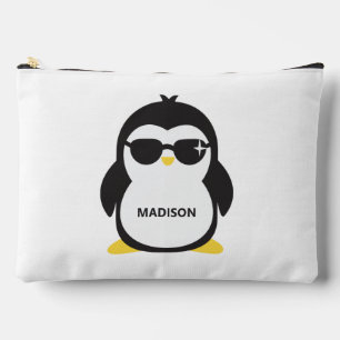 Custom name cool penguin accessory pouch