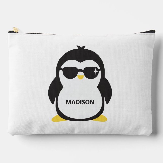 Custom name cool penguin accessory pouch (Front)