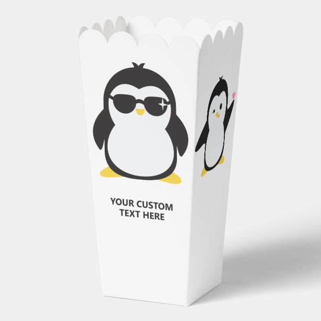 Custom name cool penguin favour box (Back)