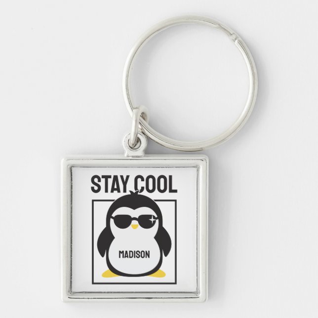 Custom name cool penguin key ring (Front)