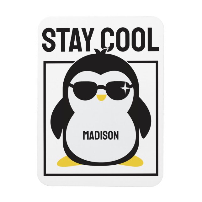 Custom name cool penguin magnet (Vertical)