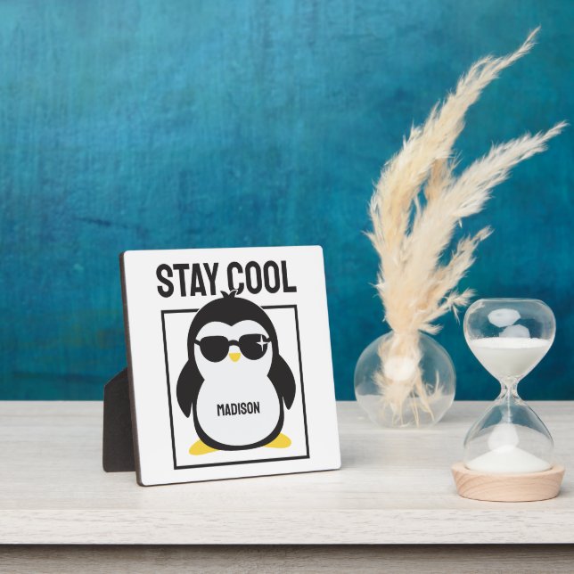 Custom name cool penguin plaque (Insitu)