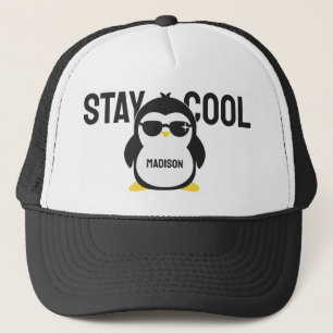 Custom name cool penguin trucker hat