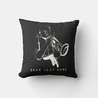 Custom Name Cool Retro Trumpeter Cushion