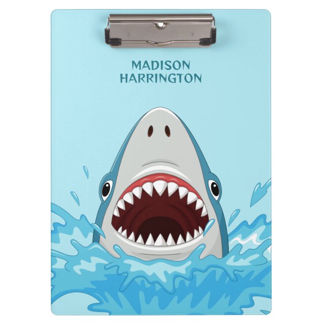 Custom Name Cool Shark Clipboard (Front)