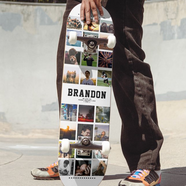 Custom Name Cool Trendy Instagram Photo Collage Skateboard (Creator Uploaded)