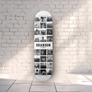 Custom Name Cool Trendy Instagram Photo Collage Skateboard