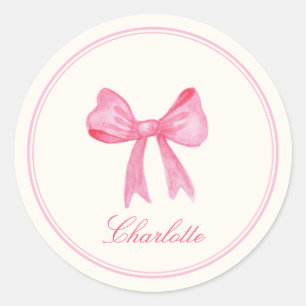 Custom Name Coquette Pink Bow Sticker
