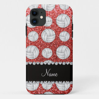 Custom name coral pink glitter volleyballs Case-Mate iPhone case