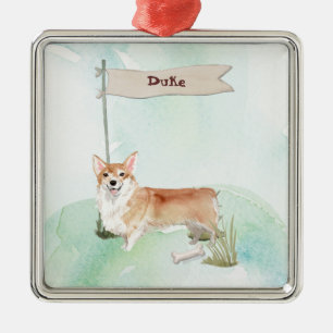 Custom Name Corgi Pet Dog Metal Tree Decoration