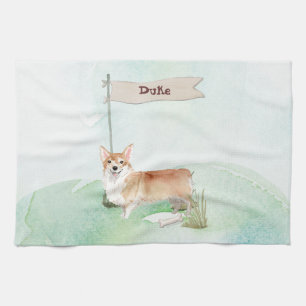 Custom Name Corgi Pet Dog Tea Towel