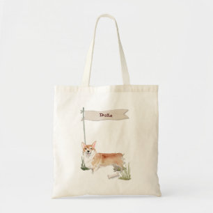Custom Name Corgi Pet Dog Tote Bag