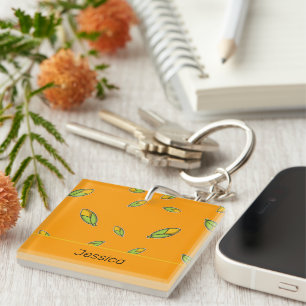 Custom name corn on orange key ring