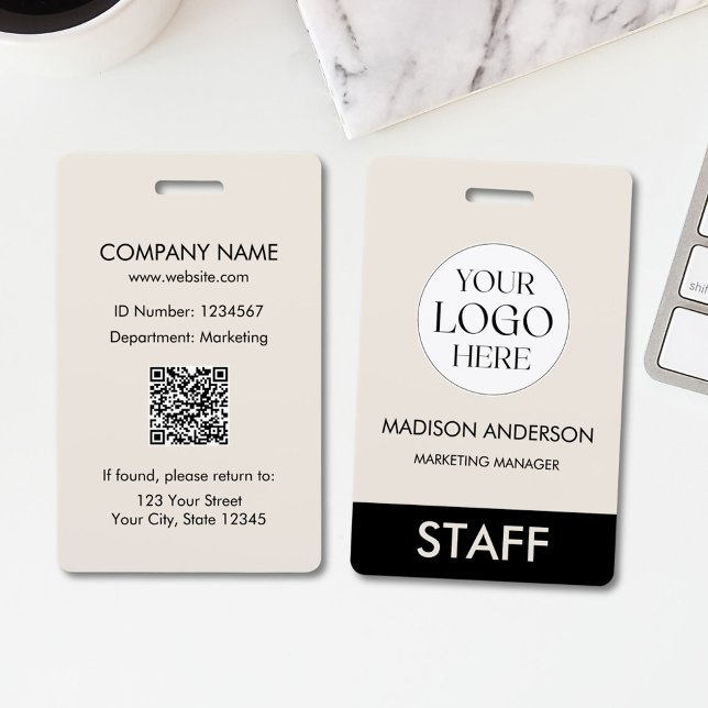 Custom Name Corporate Business Logo Employee ID Badge (In situ)