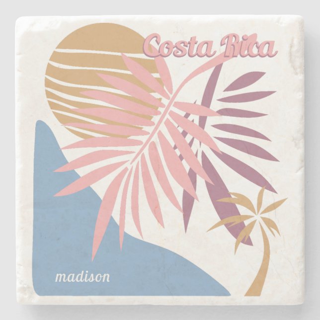 Custom Name Costa Rica Stone Coaster (Front)